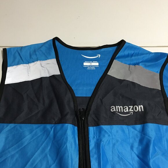 Amazon Blue Employee Uniform Vest Unisex Sleeveless Zip Up Size XL - Picture 3 of 9